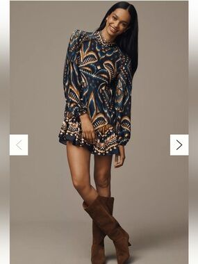 uo lannette long sleeve mini dress Ulla Johnson Nanette Floral Long Sleeve Mini Dress